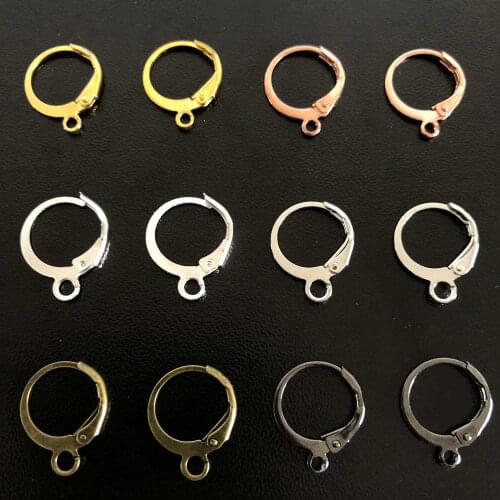 20Pcs 12x15mm Copper French Earring Hooks Earring Findings With Loop Clasp Round Base For DIY Jewelry Making Accessories