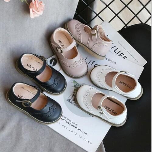 2021 Childrens leather shoes Girls flat comfortable princess shoes Spring autumn toddler soft-soled shoes Girls' single shoes