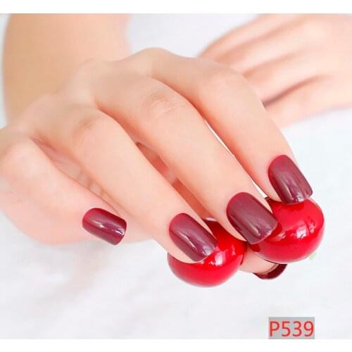2020 24pcs New fashion solid color candy nails Short flat head Vampire color P539