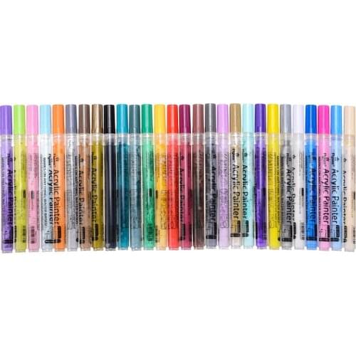 28 Colors/set Acrylic Paint Marker Pen Art Markers Wrote On Canvas Metal Ceramic Wood Plastic DIY Painting Supplies