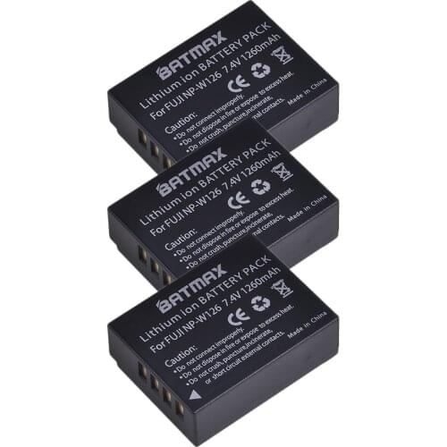 3Pcs 1260mAh NP-W126 NP W126 NPW126 Batteries for Fujifilm Fuji X-Pro1 XPro1 X-T1 XT1 Fujifilm HS30EXR HS33EXR X PRO1