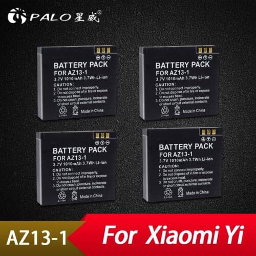 Palo 4Pcs AZ13 AZ13-1 Rechargable Li-ion Battery For Xiaomi Yi Action Camera 3.7v For Xiaomiyi Sport camera Accessories