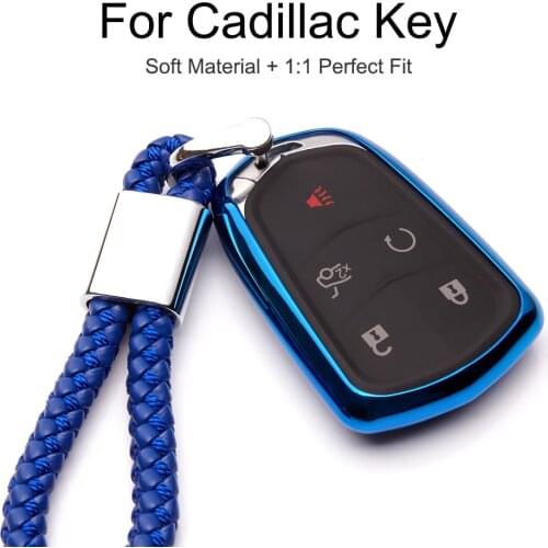 Remote Car Accessories Styling Key Cover Case Soft TPU for Cadillac Escalade ATS CTS XT5 SRX CT6 V STS ELR DTS ESV Keyring Chain