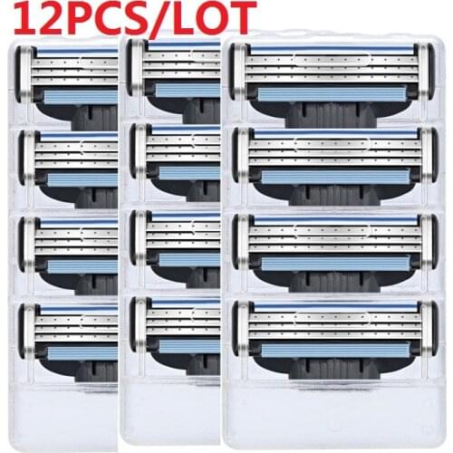 12pcs/pack Mens Safety Razor Blades Face care Shaving blades Manual shaving Cassette for gillettee mache 3