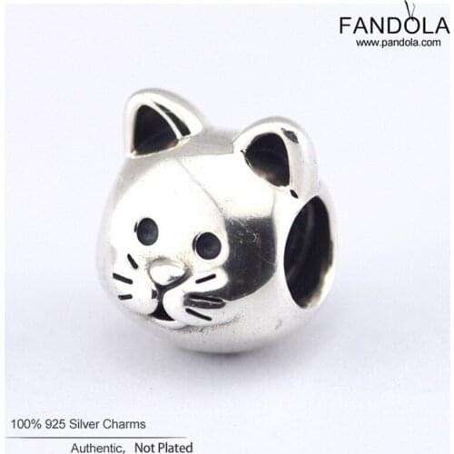 Trendy 925 Sterling Silver Curious Cat Charms Beads Fits Original Bracelet DIY Jewelry Making for Women Girls Kralen