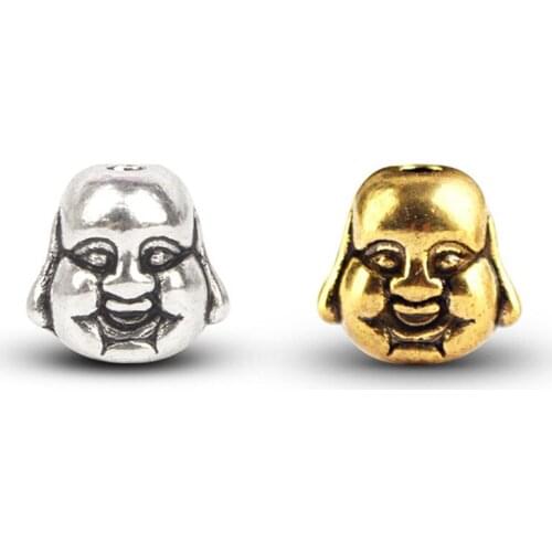 20pcs/lot 10mm Antique Gold/Silver Color Buddha Beads Spacer Craft Necklace Bracelet Septum Charm Fitting For DIY Jewelry Making