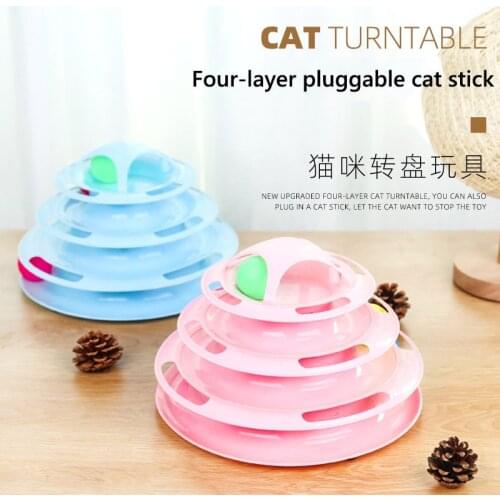 Four Levels pet cat toy Tower Tracks Disc cat Intelligence Amusement triple pay disc cat toys ball Training Amusement plate