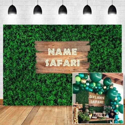 Wild One Photo Backdrop for Safari Baby Shower Birthday Party Photography Background Green Grass Wall Customize Studio Poster