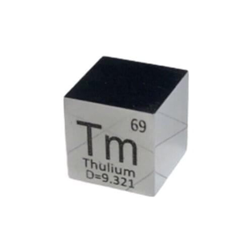 Hot 10 X 10 X 10mm 6-Sided Mirror Polished Double-Sided Engraved Metal Thulium Cube Periodic Table Of Elements Cube (Tm≥99.99%)