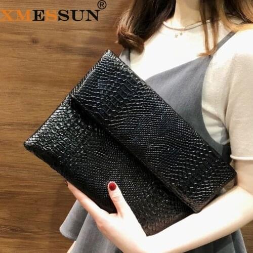 XMESSUN Serpentine Clutch Bag Women Wristlet Bags Fashion Envelope Bag Party Evening Clutch Bags Black Purse Day Clutch ins