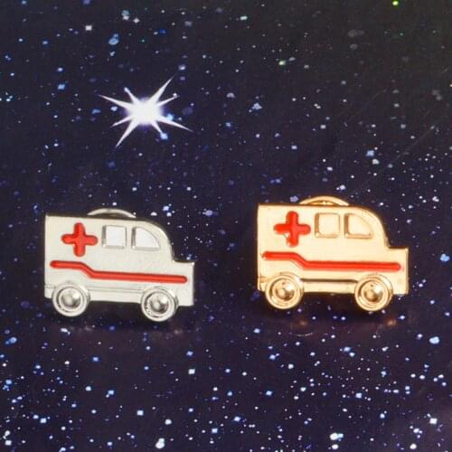 Matel Colors Red Ambulance Enamel Badge Lapel Pin Brooch Medical Jewelry for Doctor/Nurse/Medical Student Gift