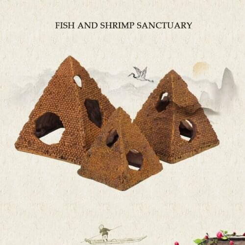 Creative New Product Fish And Shrimp Hiding House Simulation Pyramid Resin Crafts Fish Tank Aquarium Landscaping
