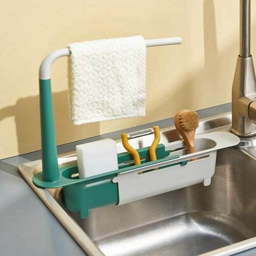 Kitchen Multi-Function Sink Rack Cloth Rack Sink Telescopic Rack Sink Drain Rack Sponge Drain Rack