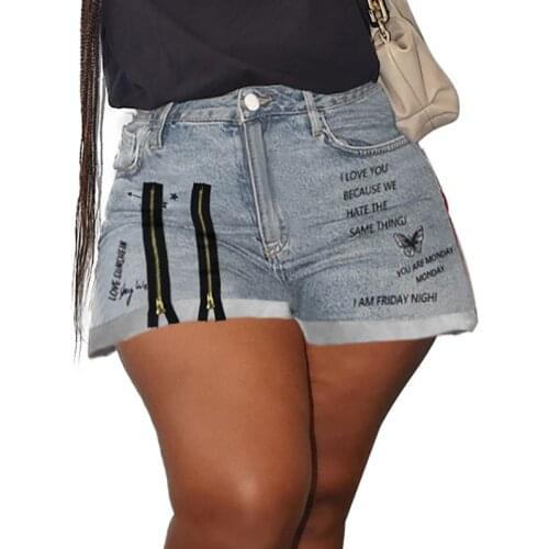 Summer Fashion Denim Shorts Women New Boyfriend Style Embroidery Letters Jeans Short Pants Ladies Loose Denim Shorts Streetwear