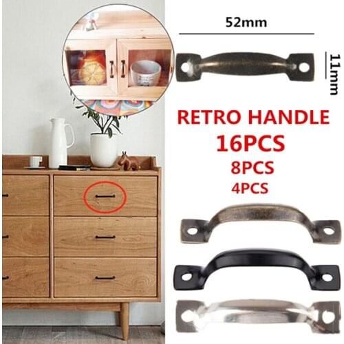 16/8/4PCS Mini Antique Door Handles Metal Jewelry Box Drawer Pulls Vintage Kitchen Cabinet Furniture Hardware