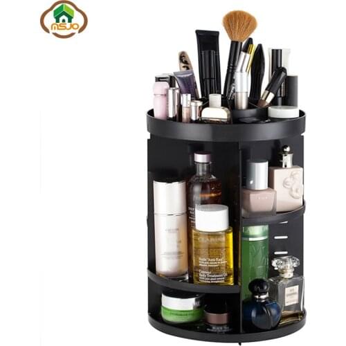 Msjo Makeup Organizer 360 Degree Rotation Makeup Storage Box Adjustable Organizer For Cosmetics Home Plastic Organizer Box