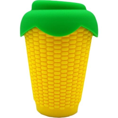 Cartoon Corn Shape Water Bottle 300ml Silicone Heat Resistance Straw Cup Insulation Anti-scalding Office Outdoor Drinking Bottle