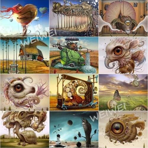 Cartoon Full Drill 5D Diy Diamond Painting Abstract Big Eyed Fish Horse Tree Owl Diamond Mosaic Embroidery Cross Stitch Kits