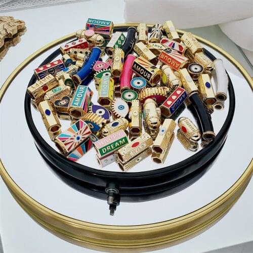 NEW Charm Star Evil Eye beads Tube Metal Brass Based Spacor beads Bead knotting supplies mens bead Heart Jewelry Making