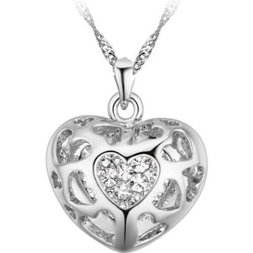 JS N320 New Arrival Heart Necklace Gold And Silver Color Hot Sell Necklaces Nickel Free Elegant Women Jewelry