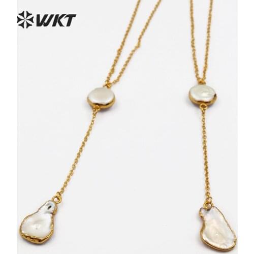 WT-N1127 Wholesale Special Custom Natural Baroque pearl With round shape 24k Gold Electroplated for girl Birthday Gift