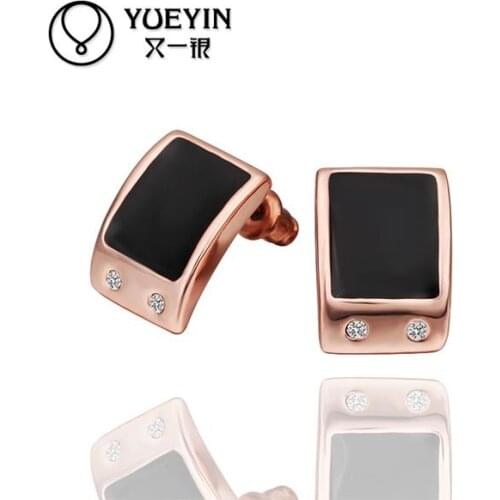 Wholesale Gold color stud Earrings For Women engagement Wedding party Bridal Jewelry ornaments yellow gold for lady