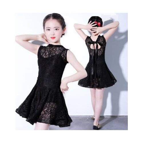 Latin dance dress for girls ballroom competition lace latin salsa dress kids girl rumba samba spandex children 2019 tango skirt