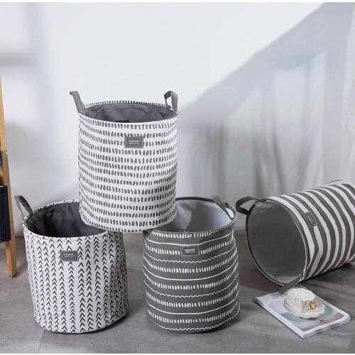 Simplicity Thicken Folding Laundry Basket Round Storage Bin Bag Large Hamper Collapsible Clothes Toy Holder Bucket Organizer