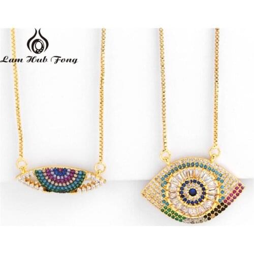 Simple Versatile Necklaces Cubic Zirconia Pendant Devils Eye Clavicle Necklaces Fashion Wedding Jewelry Gifts for Women 2021