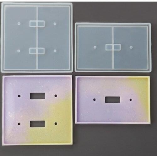 Crystal Mirror Home Switch Mold Single Double Hole Resin Silicone Epoxy Resin Mold DIY Craft Handmade Casting Resin Mold