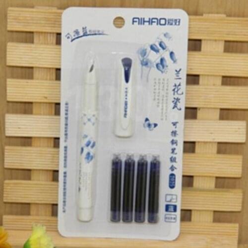 Retro Style Pen Blue White Porcelain Pen Prime Lacquered Broad Nib Fountain Pen