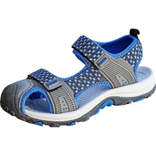 Kids Covered Toe Sandals Anti Kick Boys Girls Mesh Shoes Summer Non Slip Breathable Beach Sneakers Child Outdoor Flat Footwear