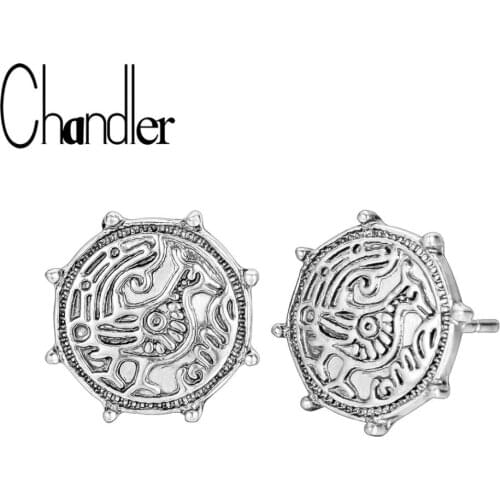 Chandler Phoenix Chick Bird Earring Pagan Viking Jewelry Antique Plating Stud Earring For Men Unisex Reminiscent Jewelry