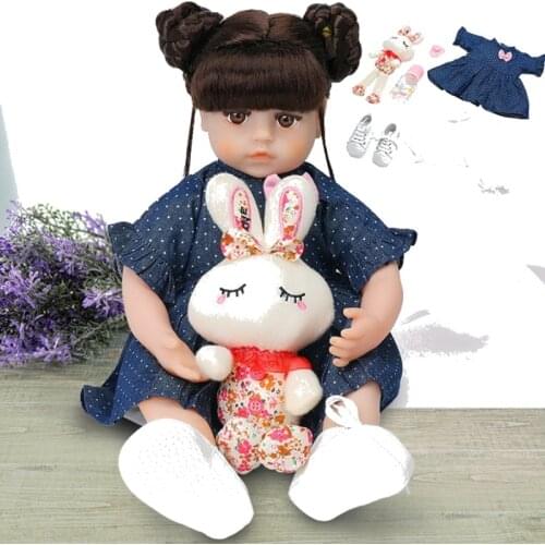 Blue Star Dot Dress Reborn Doll Silicone Doll 48CM High Quality Reborn Dolls Cute Lifelike Doll Reborn Baby Toys For Girl Gifts