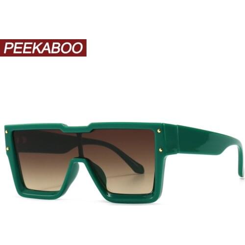 Peekaboo blue green rivet square sunglasses for women one piece uv400 oversized glasses for men female gift items drop ship