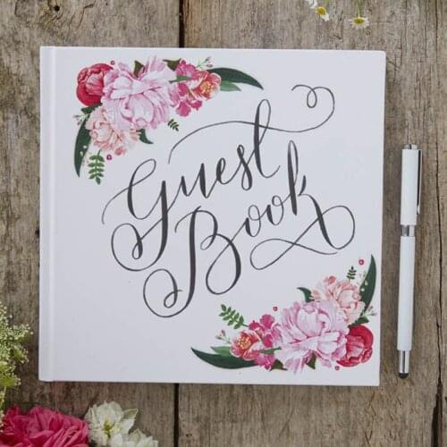 Boho Wedding Guest Book Custom Floral Wedding Guestbook Burgundy Alternative Personalized Wedding Photo Album Wedding Sign In