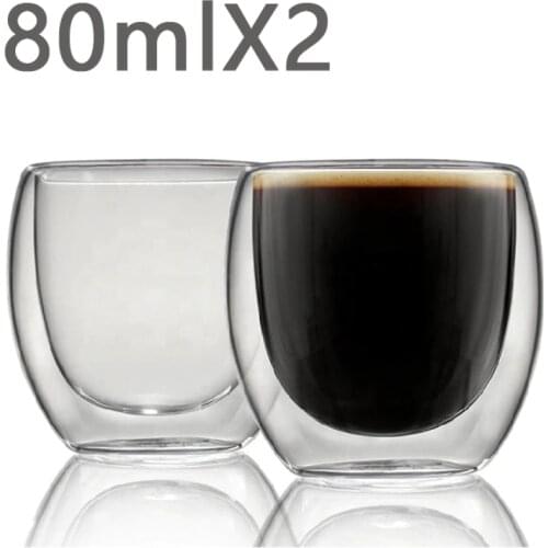 2Pc Heat-resistant Double Bottom Mug Beer Tea Cup Double Wall Glass Drinkware Set Handmade Cocktail Whiskey Glass Cups