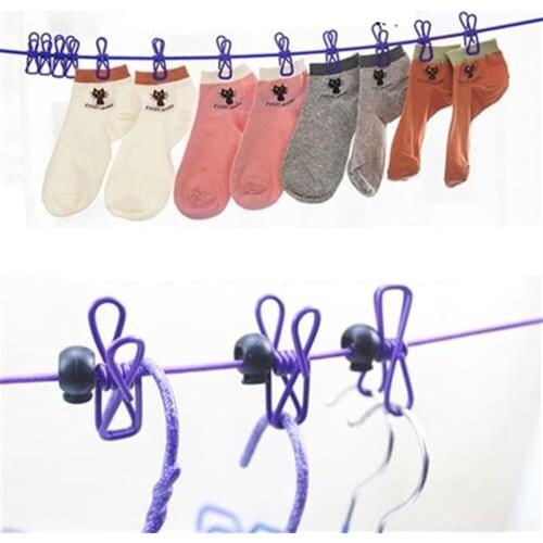 Windproof Drying Clothes Hanger Clothesline With 12 Clothespins Camping Drying Rack Clothes Socks Underwear Hanging Dryer Rope