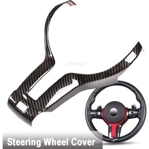 Wooeight Carbon Fiber Style Steering Wheel Trim Decoration Frame Sticker Cover Fit For BMW M2 M3 M4 M5 X5M X6M 2014 2015 2016