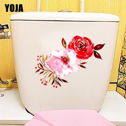 YOJA 24.1X17.8CM Bright Watercolor Flowers Classic Art Room Decoration Wall Toilet Sticker T1-1786