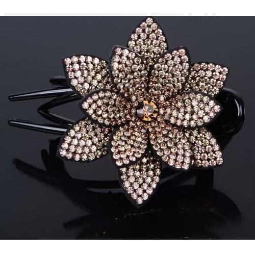 New Flower Crystal Hair Claw Clips for Women Shiny Rhinestone Hairpins Barrette Duckbill Clip Hair Headdress Hair Accessories