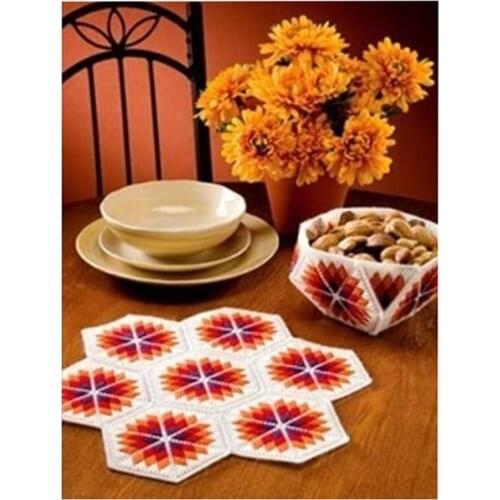 1 set, cut three-dimensional embroidery kit, three-dimensional cross-stitch fruit tray placemat set, multi-piece set