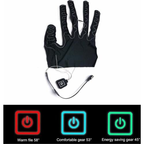 1Pc Five-finger Gloves Heating Pads Lithium Battery Powered Three-gear Temperature Adjusting Heating Pad For Winter Cold Whether
