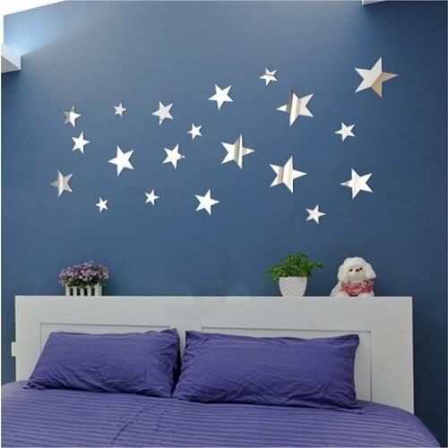 20pcs Star 3D Acrylic Wall Sticker Mirror Irregular Mirror Vanity Mirror Living Room Decoration Decorative Mirrors Full Mirror