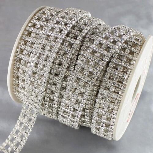 5Yards Shinny Stones Glass Rhinestone Close Chain Trim Sewing Craft DIY Chain Dress Decorations