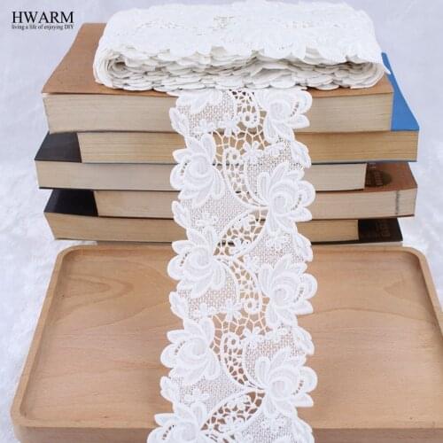 African lace fabric ribbon wedding decoration trim DIY 2yard New water-soluble hollow milk curtain lace white lace mesh embroide