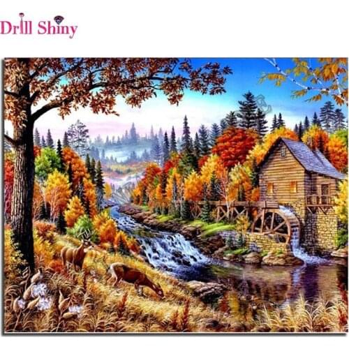 Diy 5D Diamond Painting Full square drill Autumn Nature Diamond Mosaic Picture Diamond Embroidery Landscape Pattern Rhinestones