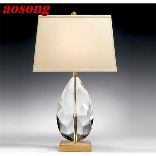 AOSONG Dimmer Table Lamp Contemporary LED Crystal Gold Desk Light Luxury Decorative for Home Bed Room