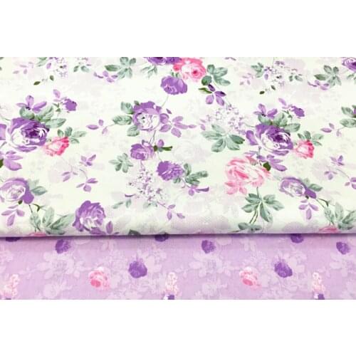 ZY DIY Nobel 50x40cm Purple Floral Fabric Rose Flowers Printed Cotton Fabric Bundle For DIY sewing Doll Cloth