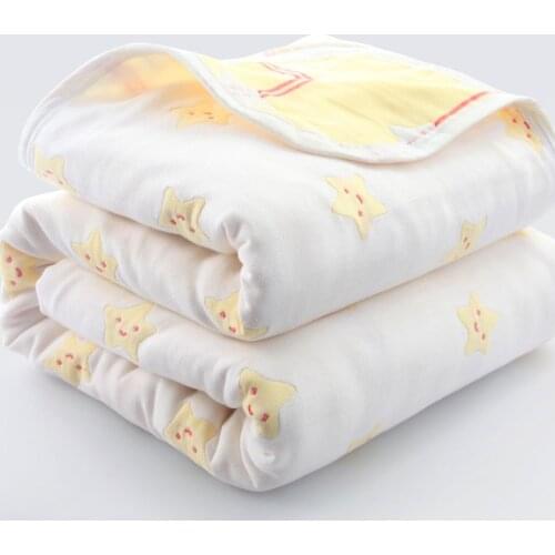 150*120cm 6 Layers 100% Cotton Summer Childs Quilt Baby Comforter Quilts Soft Baby Blankets Cotton Bath Towel Breathable Thin